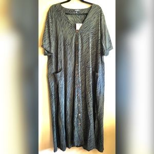Long tiger print army green dress -with tags still